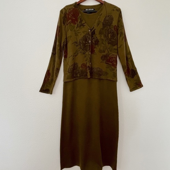 Nina Leonard vintage 80’s built in blazer wool blend knit dress L - Picture 2 of 11